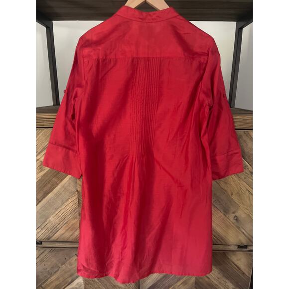 Label Ritu Kumar Red/Orange Cotton/Silk Blend Tunic Sz 3 (U.S. size 8) - Picture 3 of 6